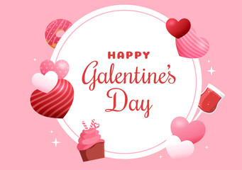 Happy Galentine's Day on February 13th with Celebrating Women Friendship for Their Freedom in Flat Cartoon Hand Drawn Template Illustration