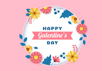 Fototapeta na wymiar Happy Galentine's Day on February 13th with Celebrating Women Friendship for Their Freedom in Flat Cartoon Hand Drawn Template Illustration