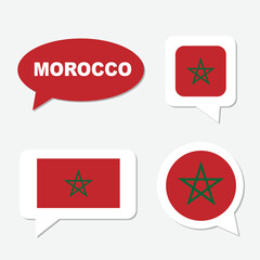 Morocco flags in dialogue bubbles, concept of language

