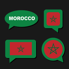 Morocco flags in dialogue bubbles, concept of language
