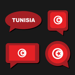 Tunisia flags in dialogue bubbles, concept of language
