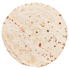  One mexican burrito tortilla over white isolated background