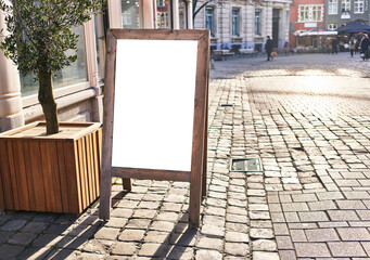  SIngle empty blank banner at street