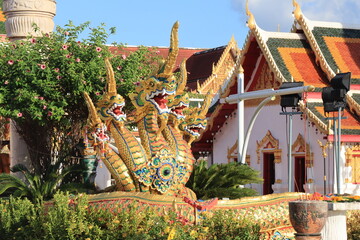 Five-head Naga statue in Thailand.