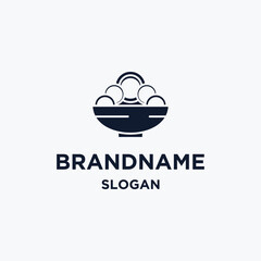 Bowl with noodle line logo symbol icon vector graphic design illustration