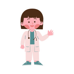 Girl kids with doctor profession costume