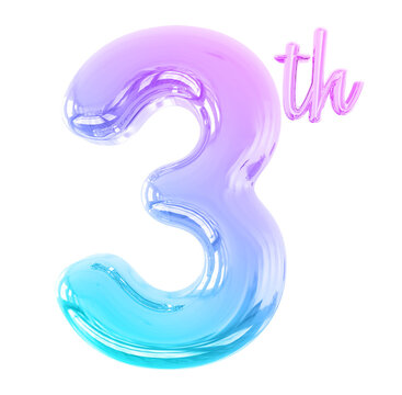 anniversary 3th gradient number 3d