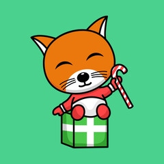 Cute orange cat character premium vector illustration