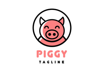 The cute pig logo is suitable for the business symbol.