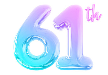 anniversary 61th gradient number 3d with generative AI