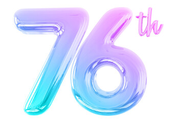anniversary 76th gradient number 3d with generative AI