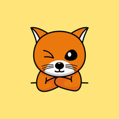 Cute orange cat character premium vector illustration