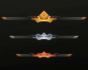 Game level rank bars with gold, silver and bronze template for game ui design - obrazy, fototapety, plakaty
