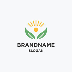 People leaf logo icon design template