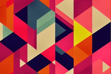 Abstract colorful geometric triangular polygonal texture pattern background wallpaper. Generative AI Illustration - obrazy, fototapety, plakaty
