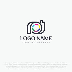  Abstract photography logo, design concept, emblem, icon, flat logotype element for template