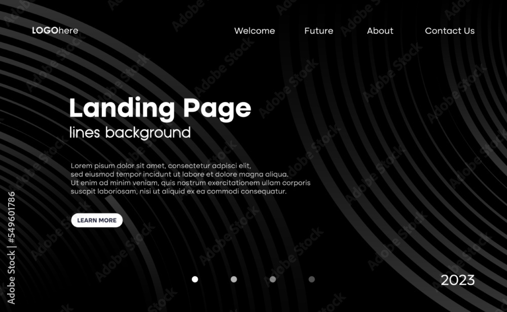 Poster Abstract black geometric background with gradient lines composition. The minimal layout design template for the webpage and business presentation. Vector, 2023