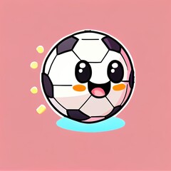 Happy football soccer ball kawaii mascot cartoon character illustration 