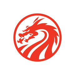 Dragon circle silhouette logo design, dragon vector icon