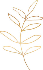 Gold leaf branch line art illustration