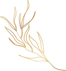 Gold leaf branch line art illustration