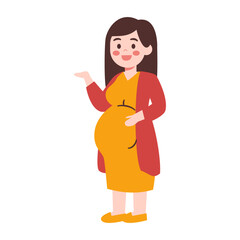 Pregnant woman with pointing finger