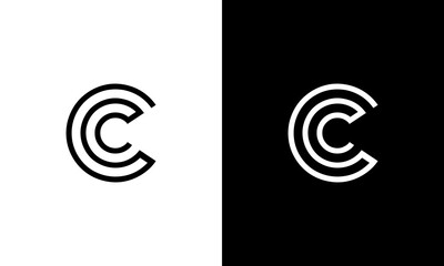 monogram c or cc line art abstract modern logo design