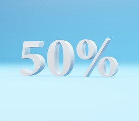 3D Illustrator Number 50 percent best for winter sale event background