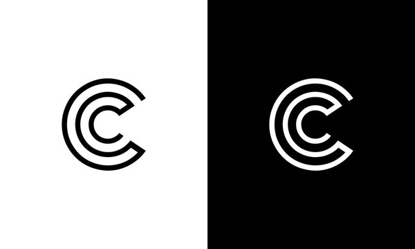 monogram c or cc line art abstract modern logo design