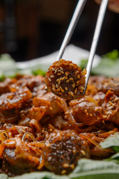Stir-fried soondae and gopchang