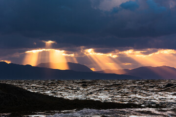 Naklejka premium 青森県下北半島、日没の仏ヶ浦・日本