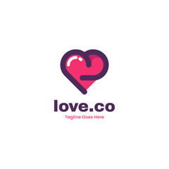 Vector Logo Illustration Love Simple Mascot Style.