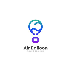 Vector Logo Illustration Air Balloon Gradient Line Art Style.