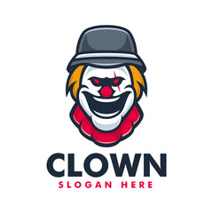 Vector Logo Illustration Clown Mascot Cartoon Style.
