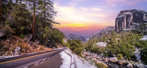 Foto op Canvas Road trip with snow in California's Yosemite National Park, California, USA. © CK