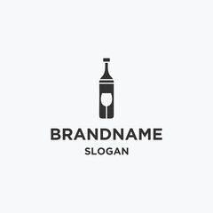 Bottle wine logo icon design template