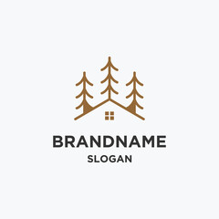 Home pine logo icon flat design template