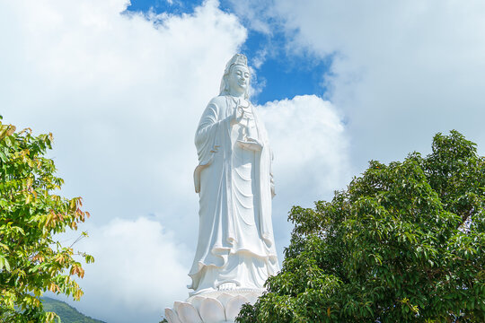 Linh Ung Pagoda temple or Lady big Buddha in Da Nang city. Landmark and popular for tourists attraction. Vietnam and Southeast Asia travel concept