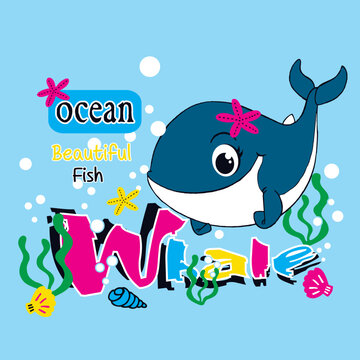 Beautiful whale in the ocean vector