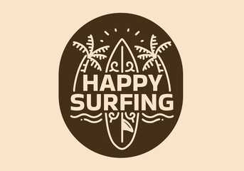 Vintage art illustration of a happy surfing sign