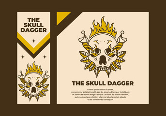 Vintage art illustration of a skull and dagger