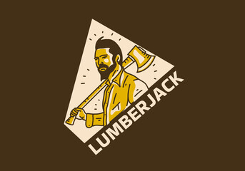 Vintage art illustration of the man carrying an ax