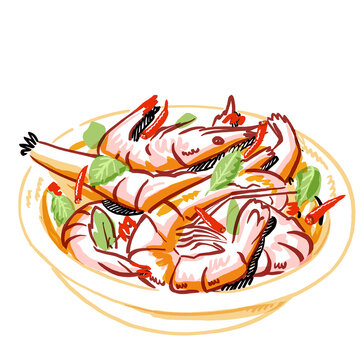 An Illustration of Crevettes aux poivrons from Togo