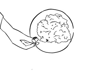 An Illustration of a hand reaching for vegetables on a plate