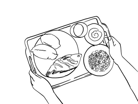 An Illustration of a tray of Lumanda and cola