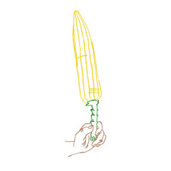 An Illustration of a hand holding corn
