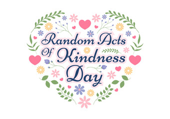 Obraz premium Random Acts of Kindness on February 17th Various Small Actions to Give Happiness in Flat Cartoon Hand Drawn Template Illustration