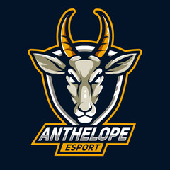 African antelope impala mascot logo design. Antelope head sport logo - obrazy, fototapety, plakaty