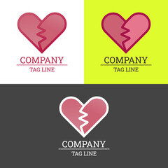 Logo Design Heart And Broken Love Symbol Vector