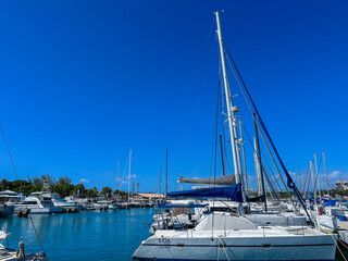 Yacht harbor with blue sky in Hawaii